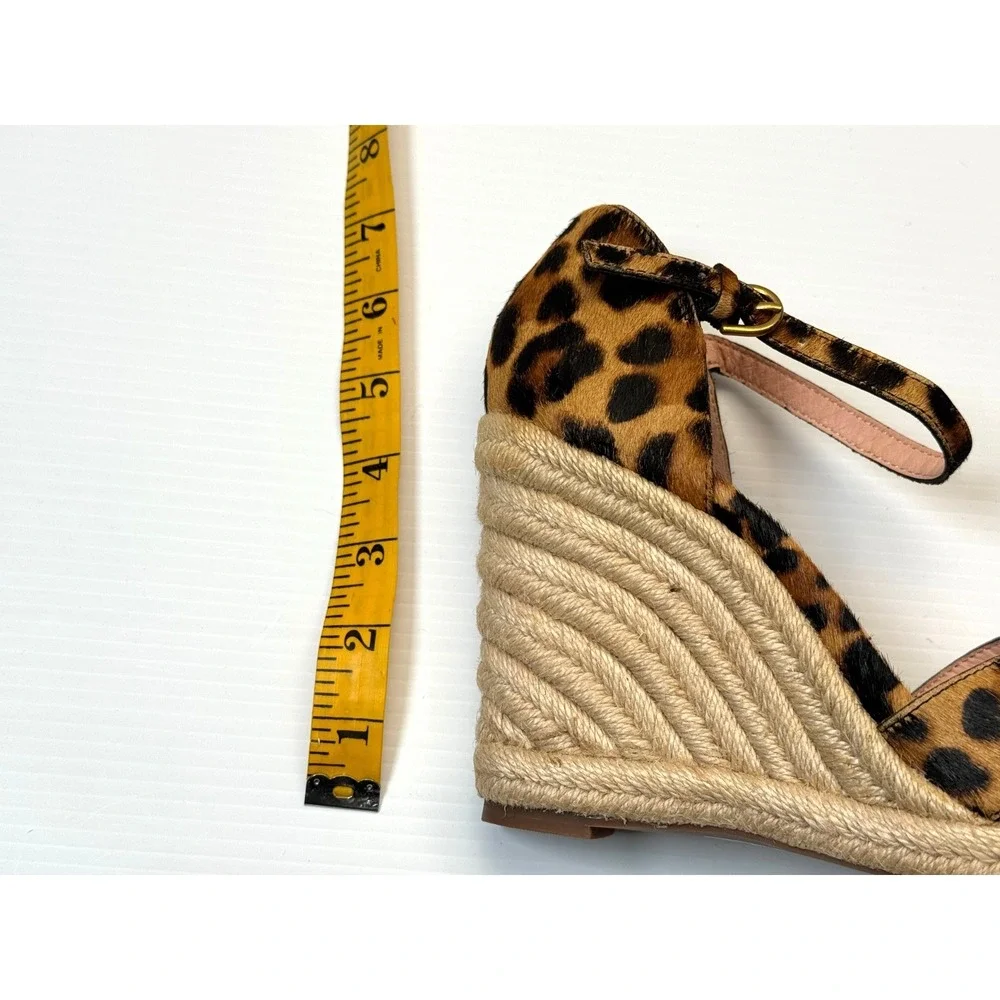 J Crew Jute Wedge Sandal Women 10 NWOB Espadrille  Leopard Calf Hair Ankle Strap